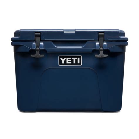 navy blue yeti cooler.